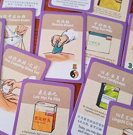 《盖世中医》游戏卡列出几种中医疗程。（周礎泓提供）