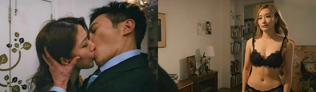 前四集有不少挑战电视尺度的戏，包括陈晓华与张智霖的激吻戏（左图），以及陈滢在张智霖面前主动解衣（右图）。（互联网）