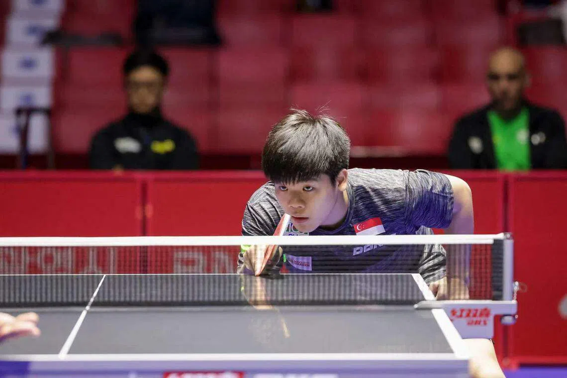郭勇为新加坡打头阵，力克巴西22岁新秀吉列尔姆·特奥多罗。（世乒团体赛提供）