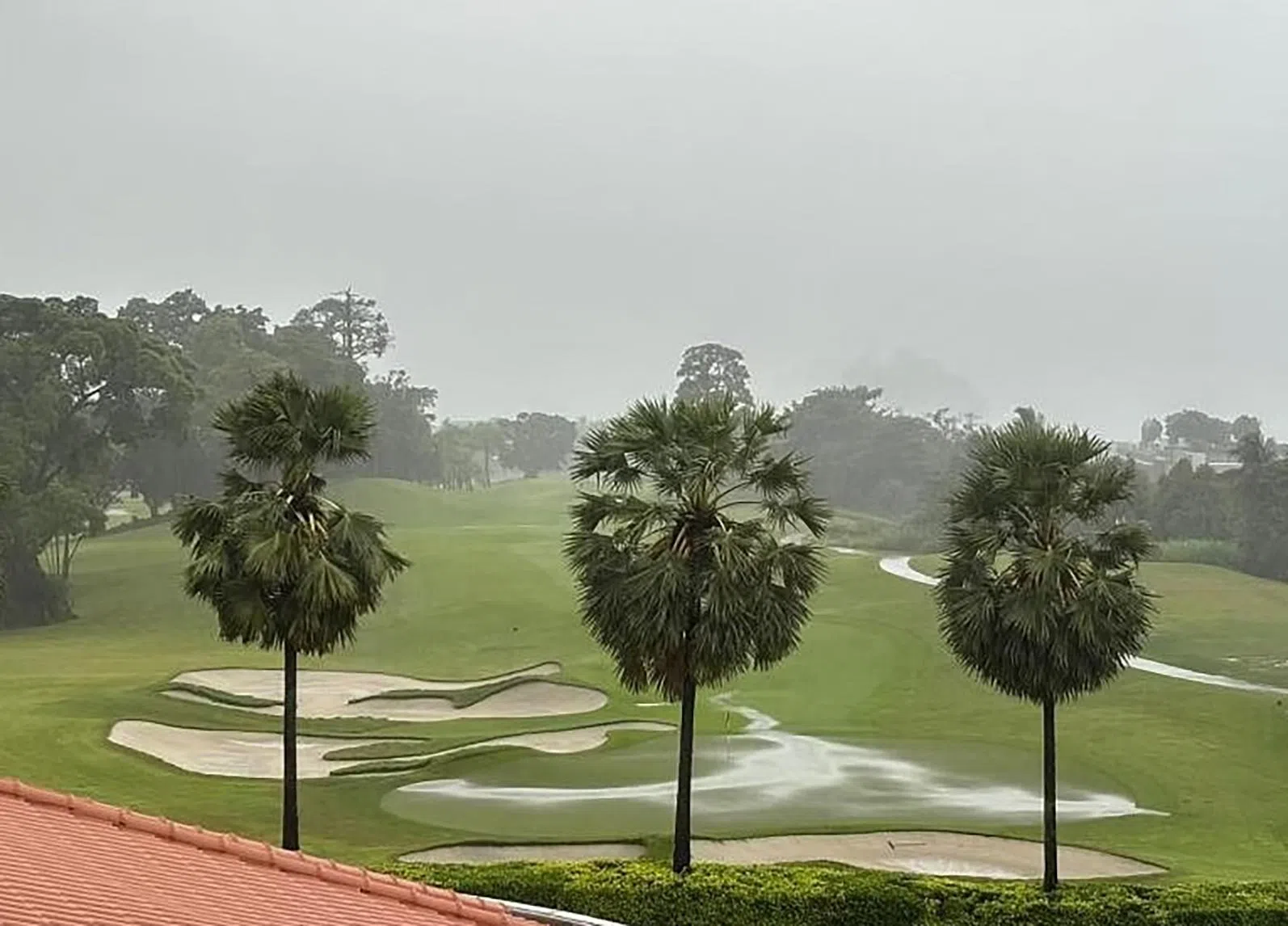 受大雨影响的地点包括圣淘沙高球俱乐部（Sentosa Golf Club）。（海峡时报）