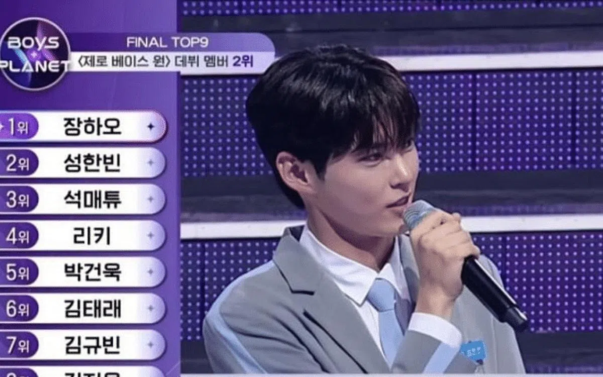 一直以来都是第一名的成韩彬，最后以第二名出道。（互联网）