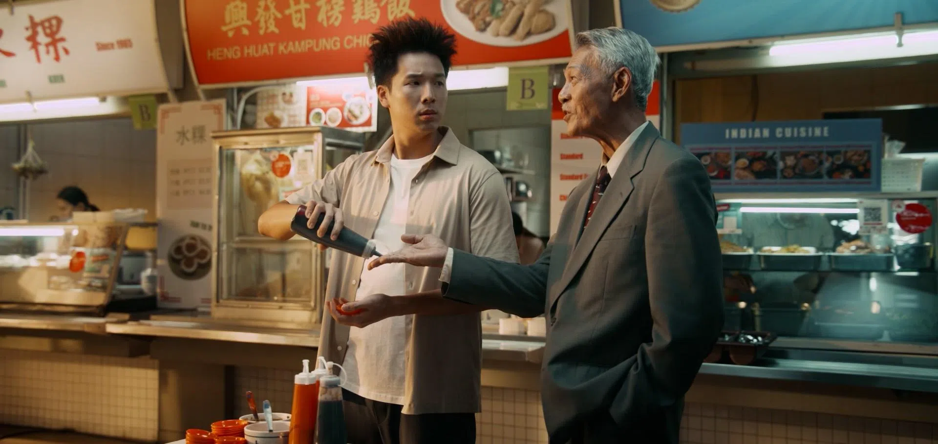 短片故事讲述祖先显灵，亲自出面制止爱孙食盐过重。（陈子谦提供）