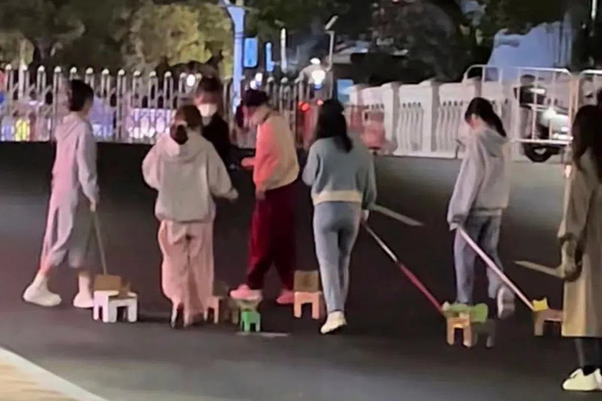 中国大学生近日一度流行遛纸狗。（互联网）