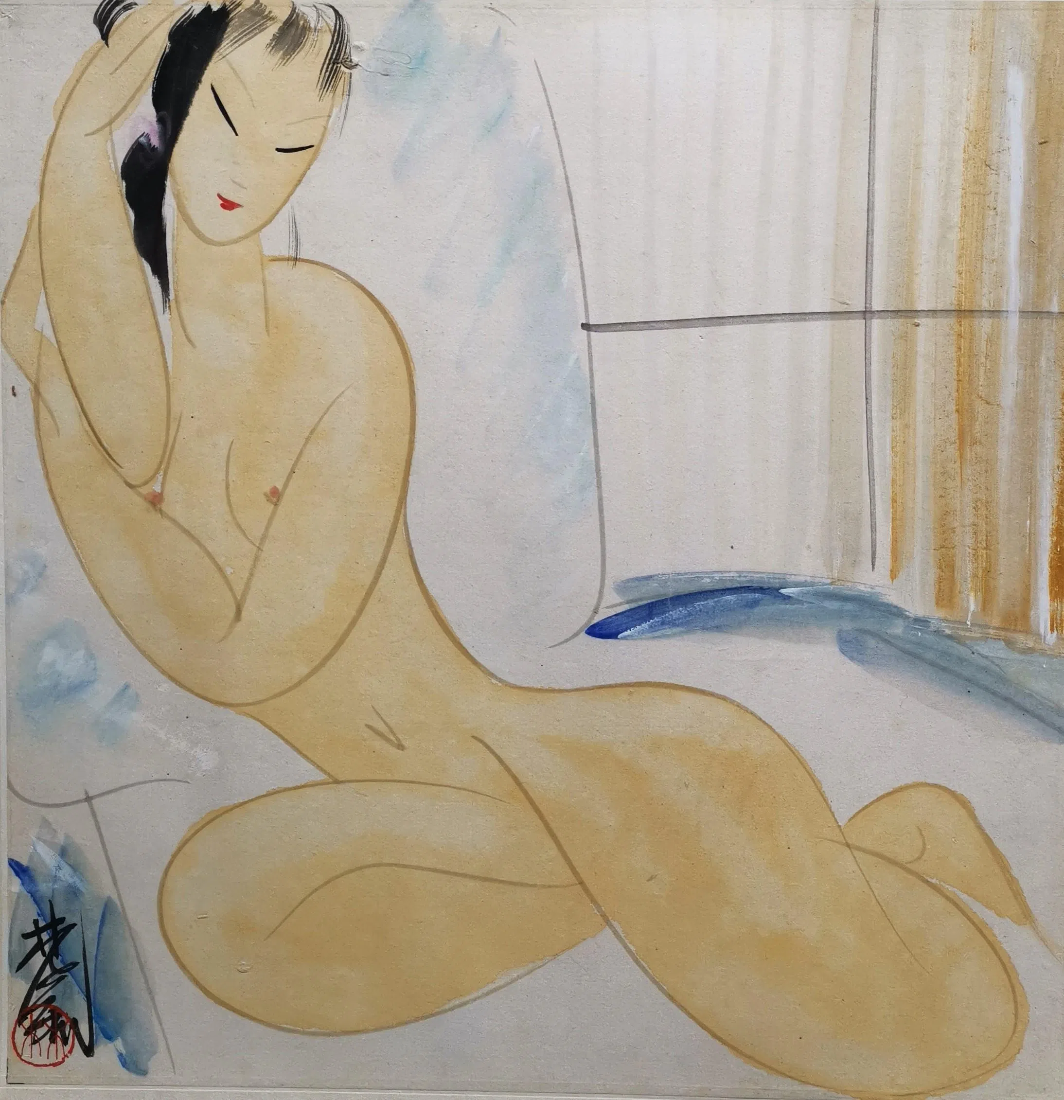 林风眠《女人体》不失中国画线条美。（澄心堂画廊）
