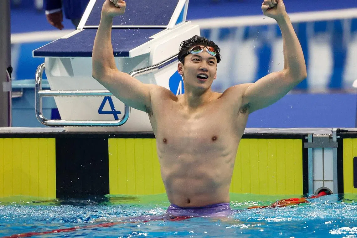 汪顺在2023年9月的杭州亚运会以1分54秒62的成绩夺得200米混合泳冠军，并打破亚洲纪录，至今仍是翘楚。（档案照片）