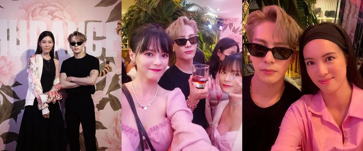 本地艺人（左起）黄思恬、胡佳嬑及胡佳琪和郑颖都在社媒IG上秀出与王嘉尔的合照。（图/IG）