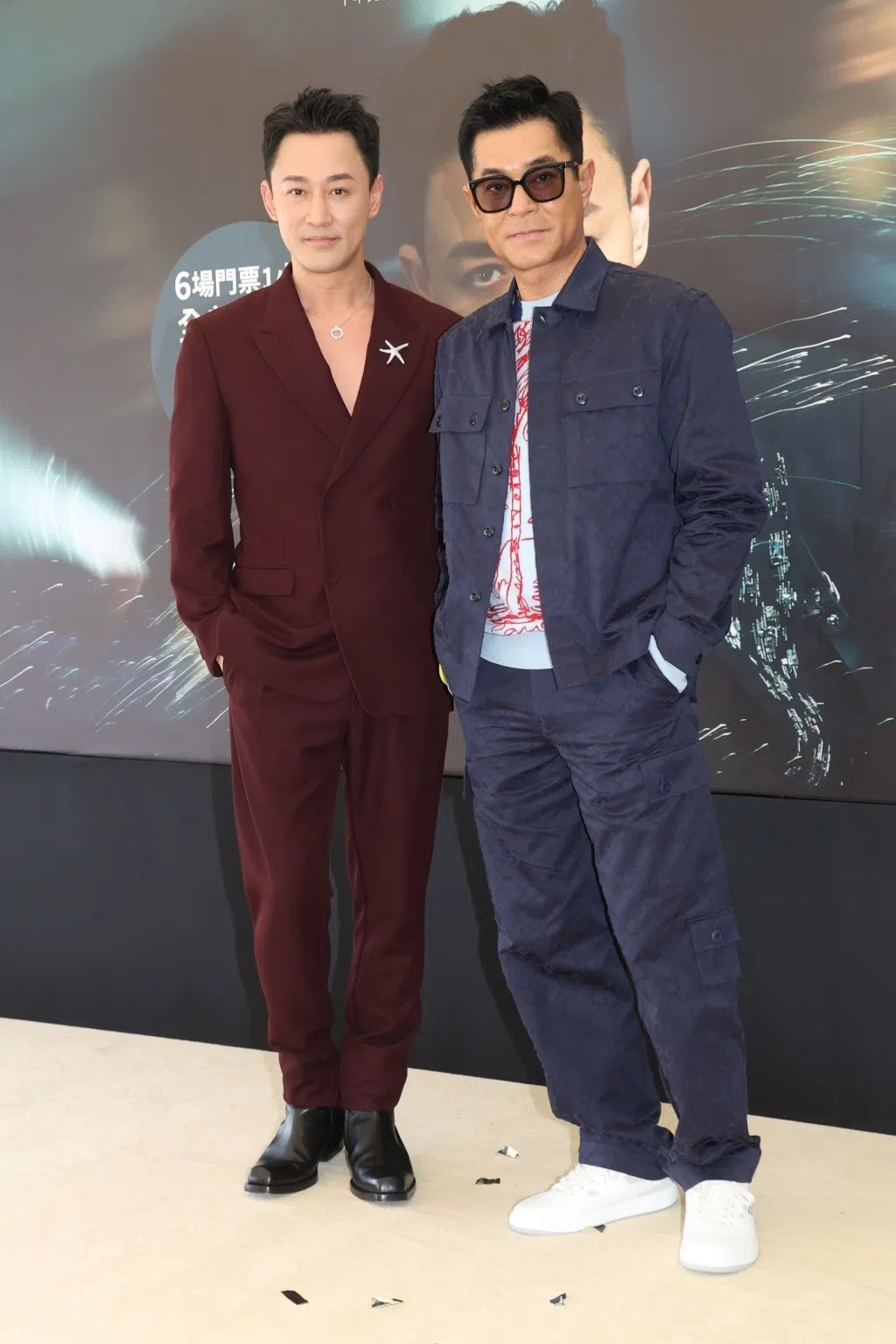 古仔（右）挺旗下艺人林峯演唱会，表示不介意在演唱会现场随歌唱跳。（互联网）