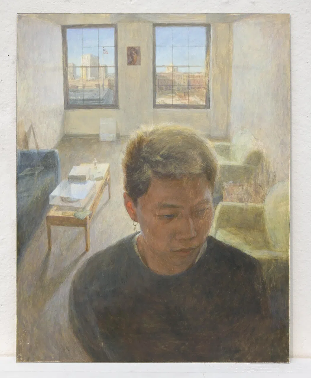 萧文耀板上蛋彩画《物理定律》（布市亿浪画廊提供）