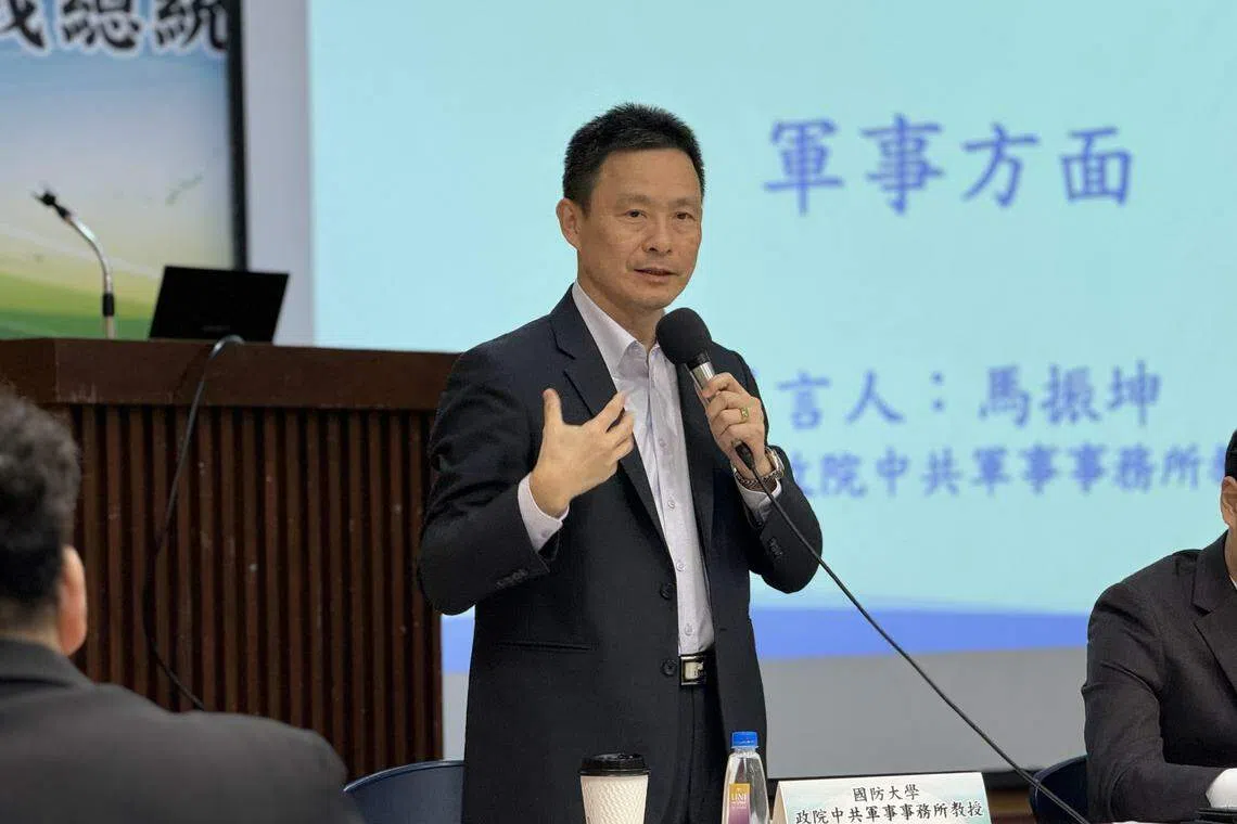 台湾国防大学中共军事事务研究所教授马振坤星期二（2月20日）指出，大陆将藉由渔民事件升高态势，有利扩张对台管辖权，进一步形塑台海内海化的新常态。（缪宗翰摄）