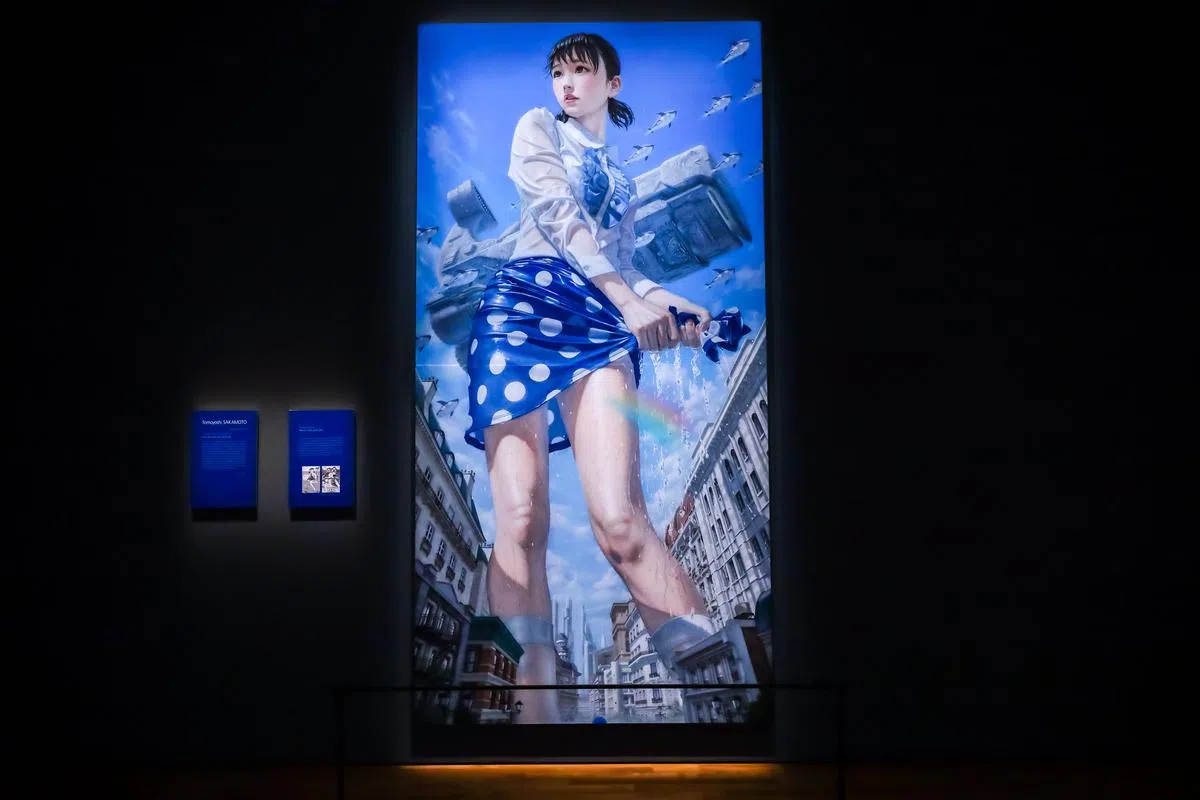 Tomoyoshi Sakamoto, ‘I wonder when we'll grow up’ (2017), THE DORAEMON EXHIBITION SINGAPORE 2022 ©Fujiko-Pro/Image credit: National Museum of Singapore。