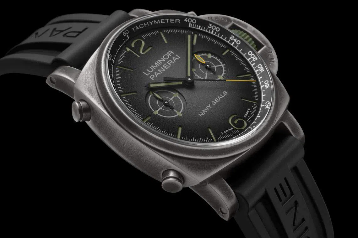 Luminor Chrono型号PAM01409采用CarboTech™️表壳。（品牌提供）