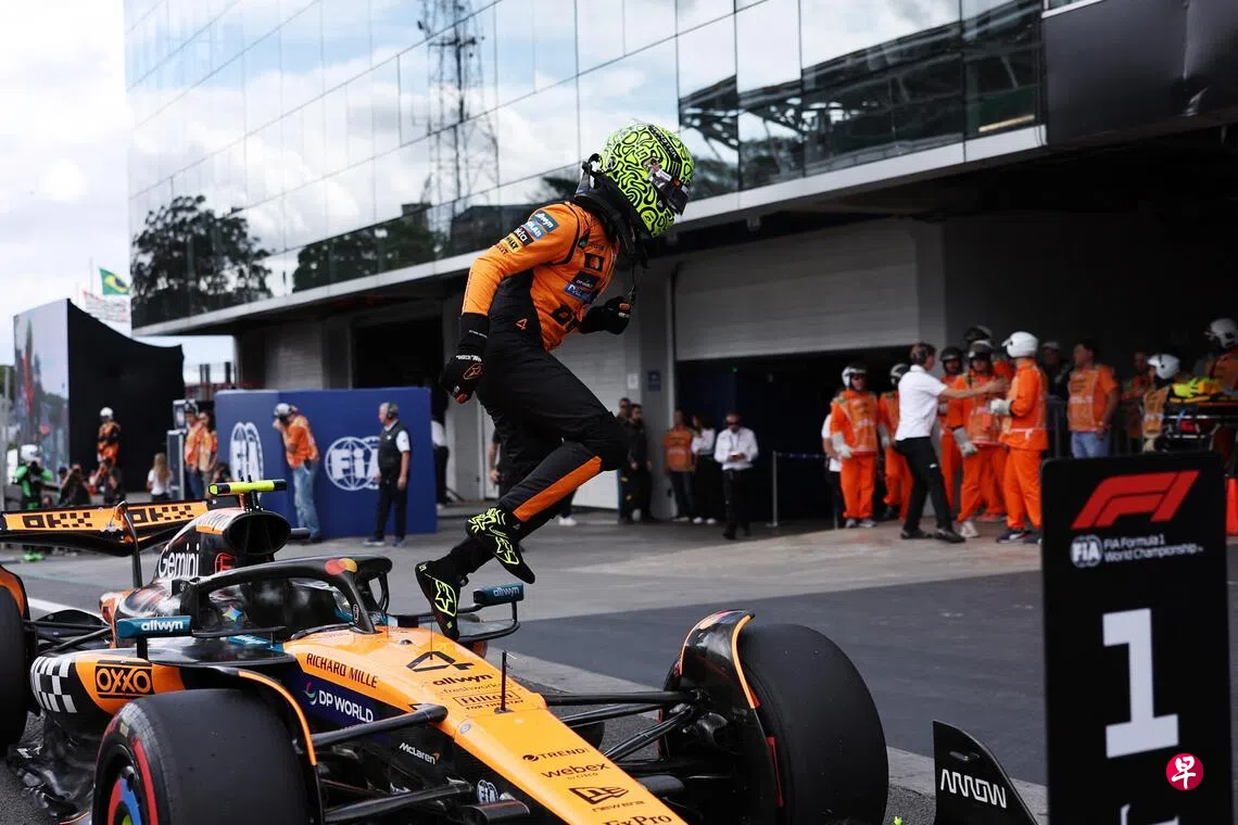 诺里斯F1巴西站夺冲刺赛冠军和杆位扩大领先优势| 联合早报