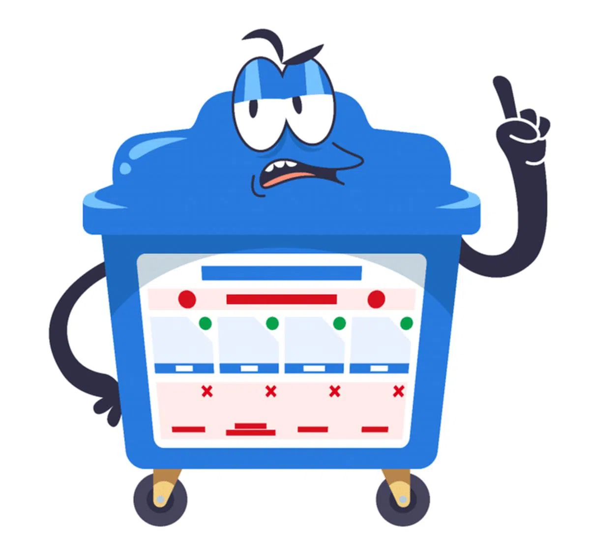 蓝色回收箱Bloobin：许多人把已经污染的物品都投进我肚里，把我当成垃圾桶，太气人了！（图／国家环境局提供）