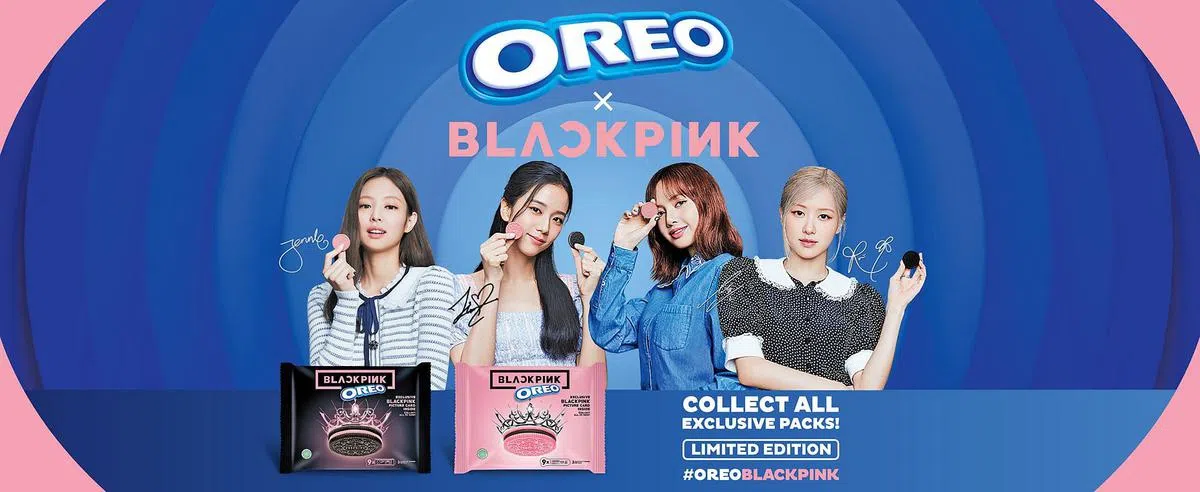 韩国人气女团BLACKPINK携手奥利奥Oreo推出联名系列，内含签名及图卡（图\职总平价超市网站）。
