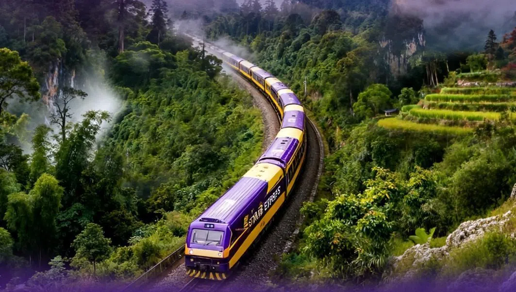 星光列车沿途可见梯田、山峰与热带丛林景色如画卷般展开。（中欧航旅提供）