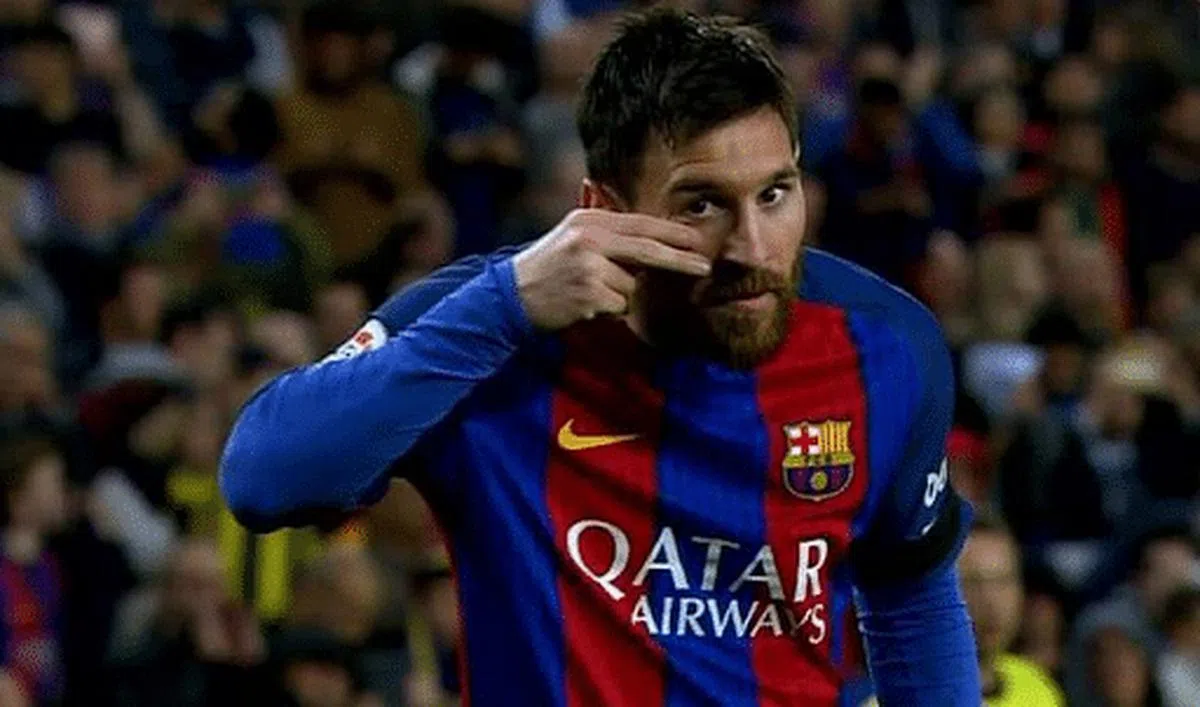 梅西呼吁关注患癌儿童的庆祝动作。 （互联网）