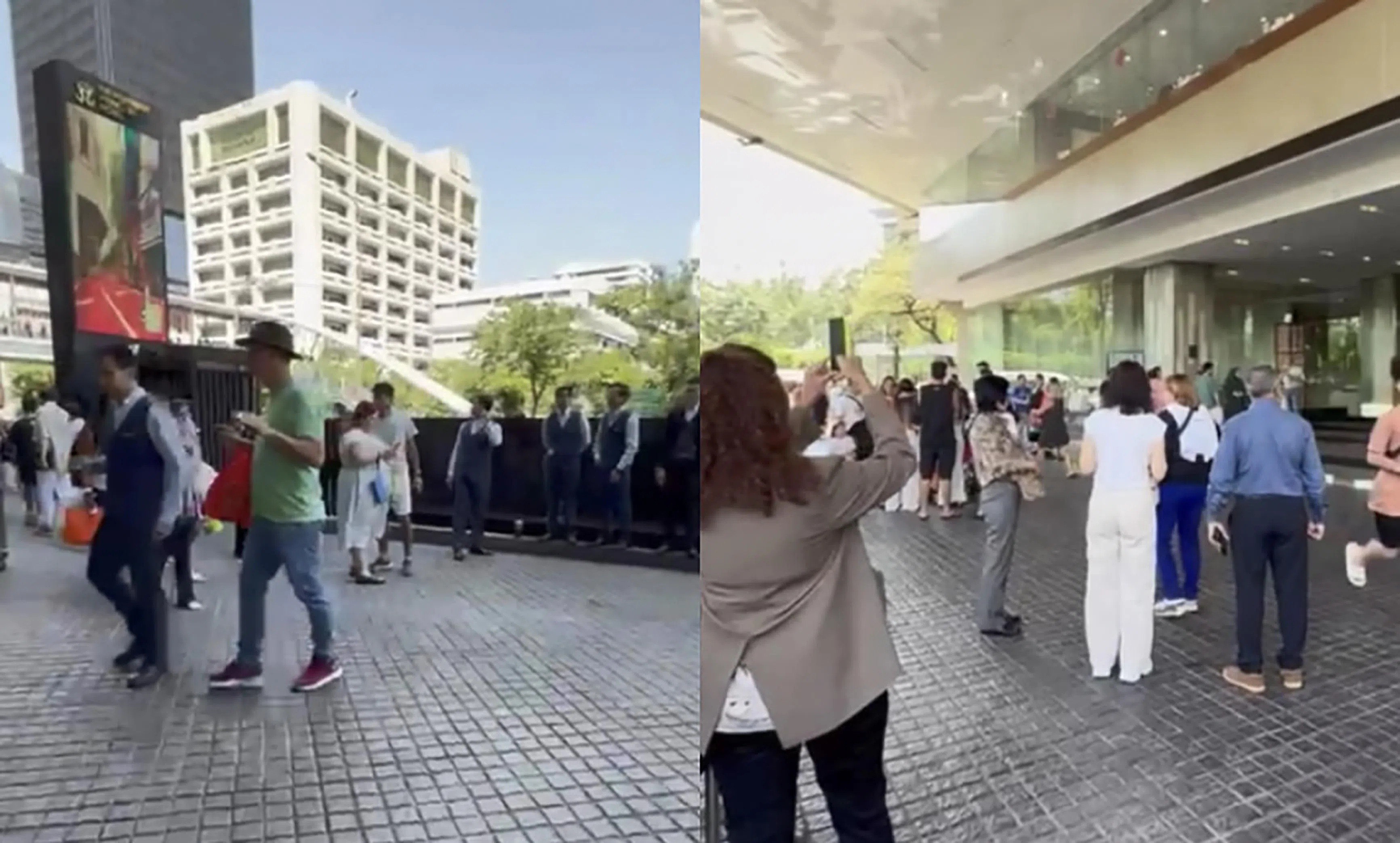 新加坡人李宇晴在地震发生前约一个小时，刚抵达曼谷酒店并办理入住。她在客房浴室准备洗澡时感受到震动，慌乱中披上浴袍，从23楼爬楼梯往下逃到酒店外。 （受访者提供）