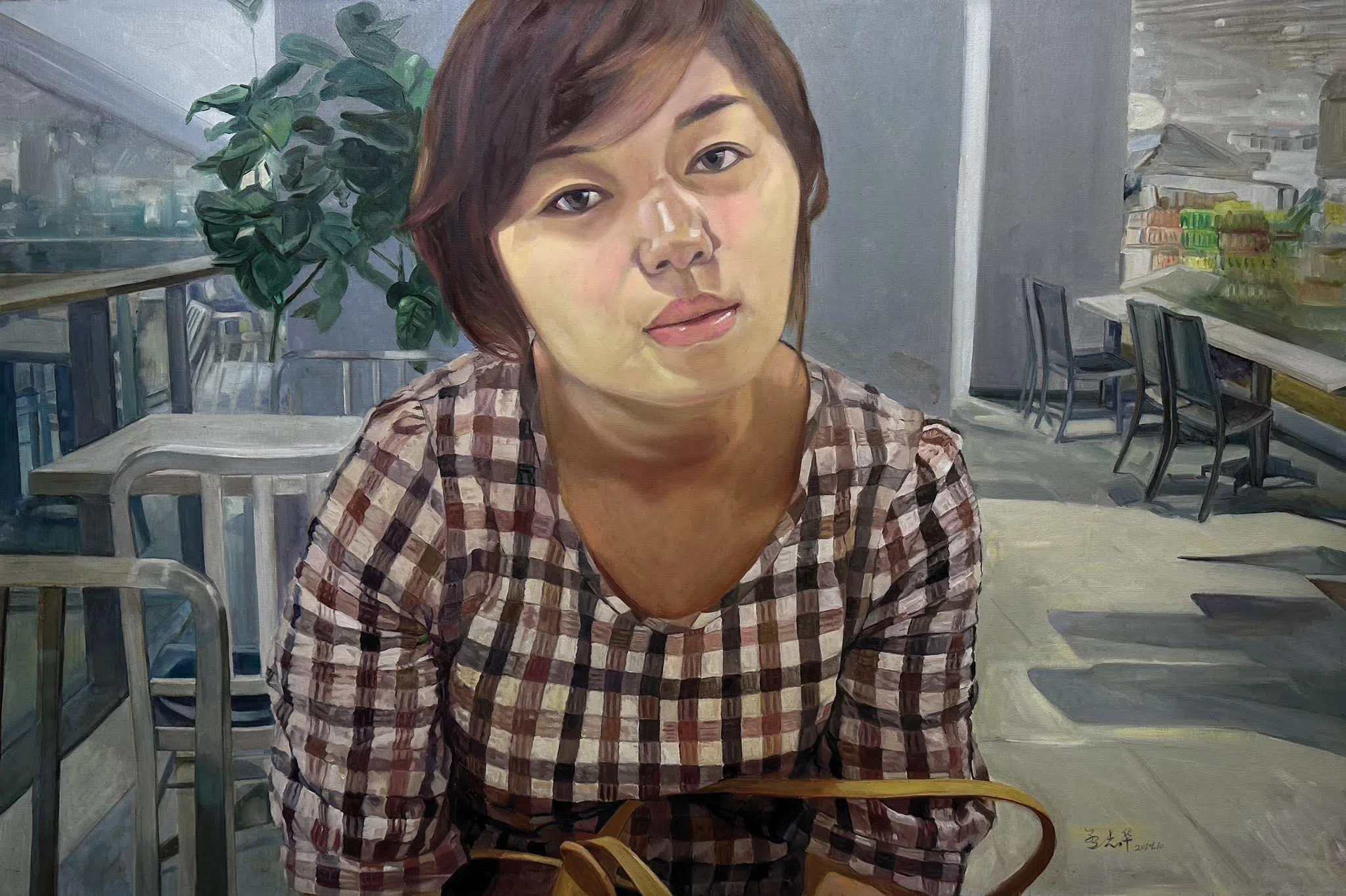 来自河北的画家孟志华自画像。（受访者提供）