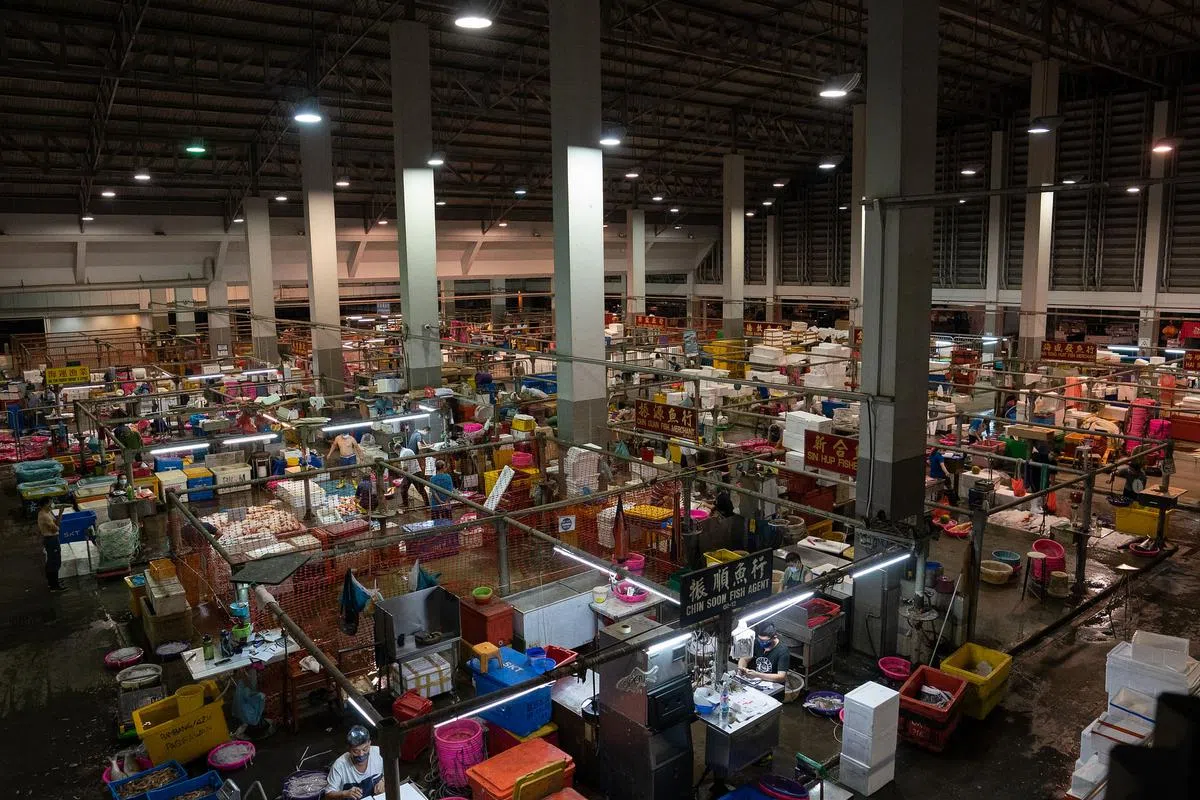 为了确保大家保持安全距离，食品局将限制进入批发市场的人数。（新加坡食品局提供）