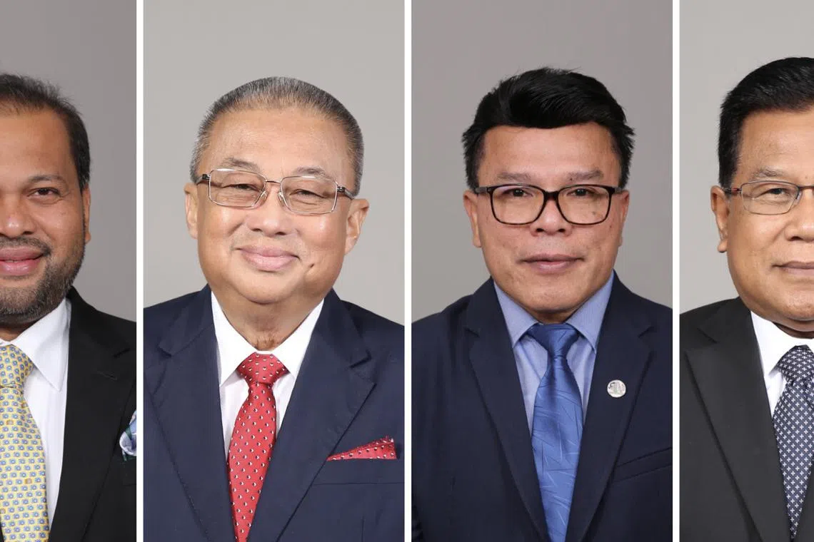 四名转态支持安华的土团党国会议员为依斯干达祖卡奈（左起）、苏海里阿都拉曼、莫哈末阿兹兹和扎哈里。（取自马国国会官网）