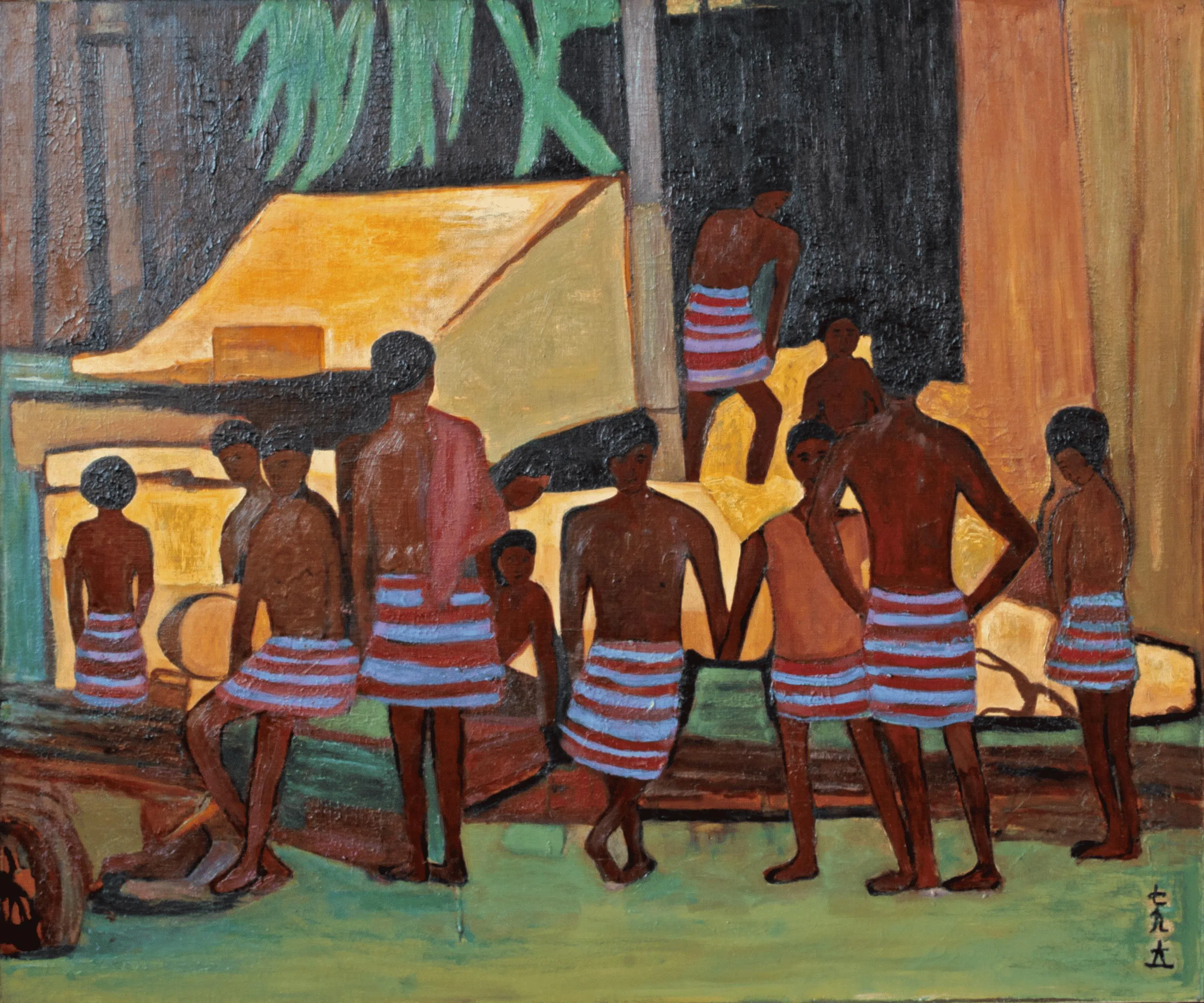 陈城梅1979年油画描绘路上所见的人种肤色。（当代美术馆提供）