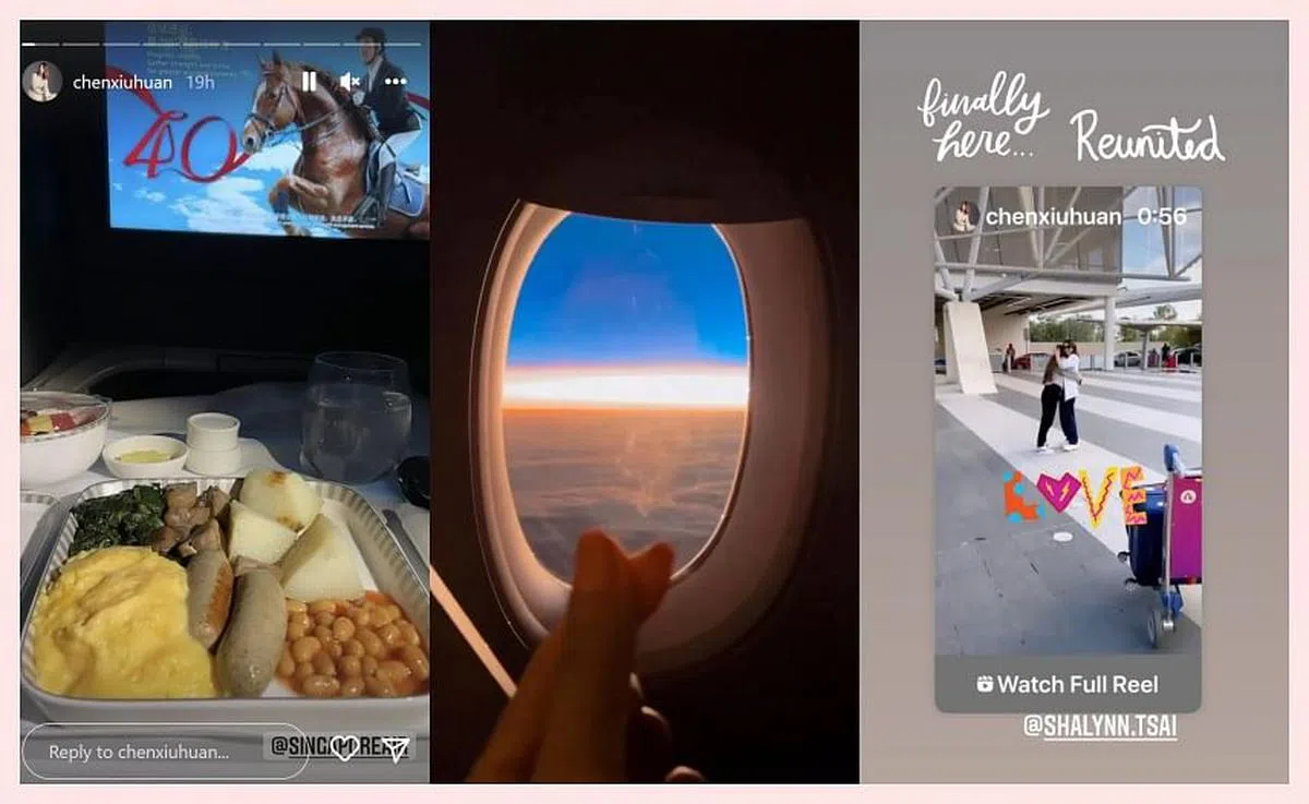 陈秀环在IG限时动态中分享出国喜悦。（翻拍自陈秀环IG）