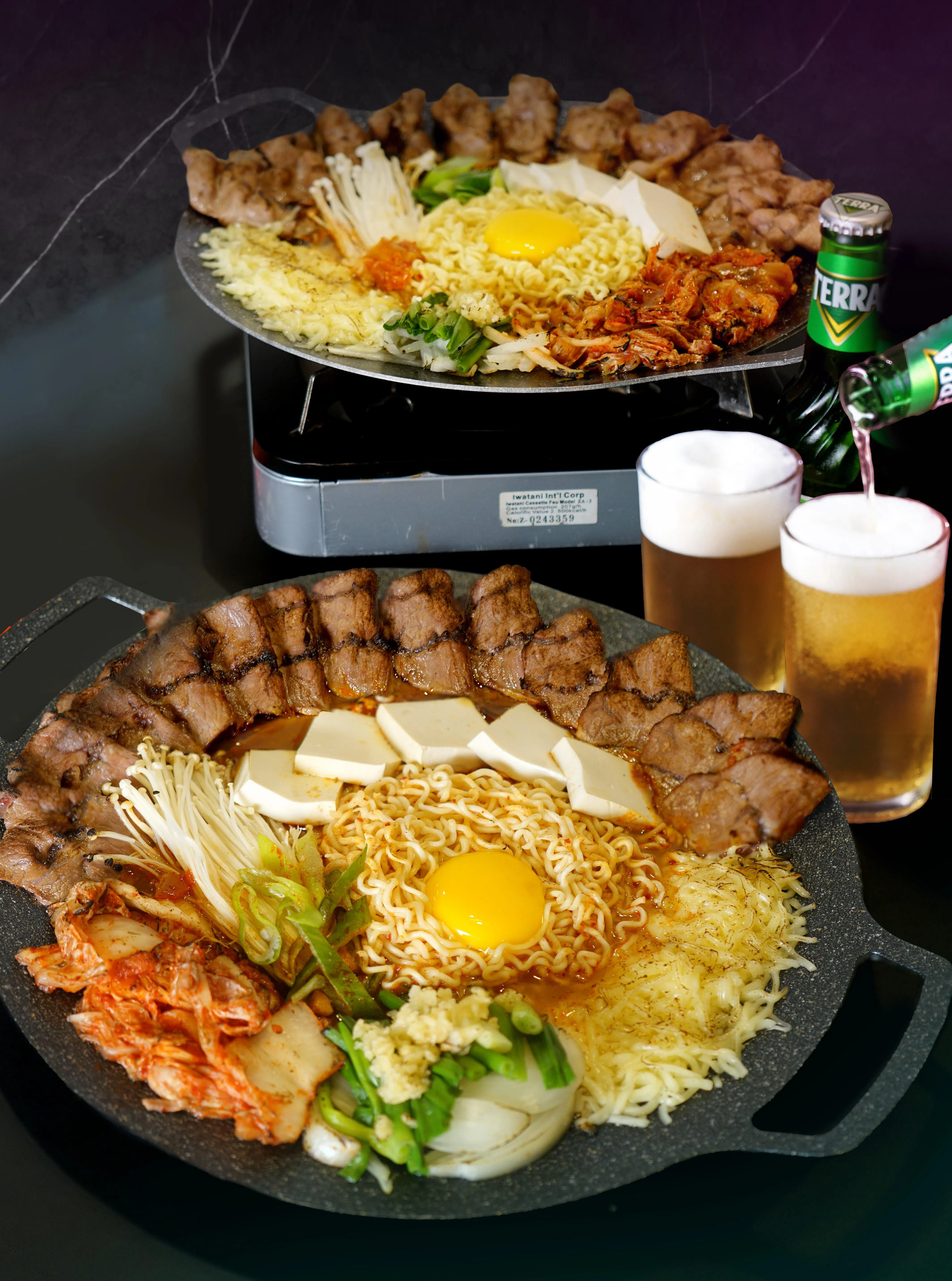 克拉码头Pocha!分店独家推出K-Griddle套餐，配料丰富。（餐馆提供）