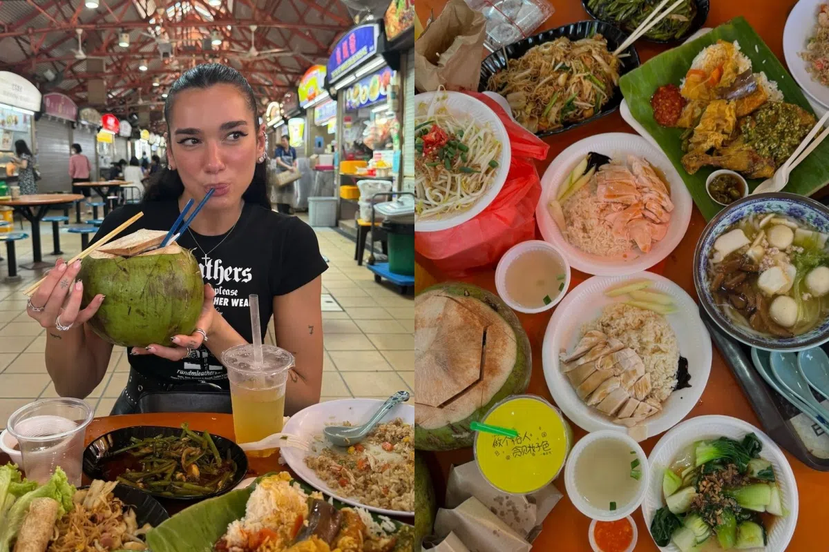 Dua Lipa在熟食中心品尝新加坡美食。（取自Dua Lipa IG）