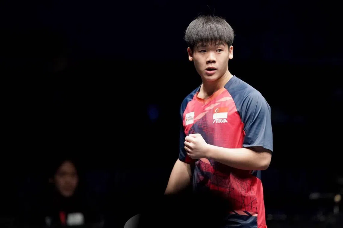 我国乒将郭勇（图）在男单16强赛败给日本老将吉村真晴，无缘复赛。（WTT提供）