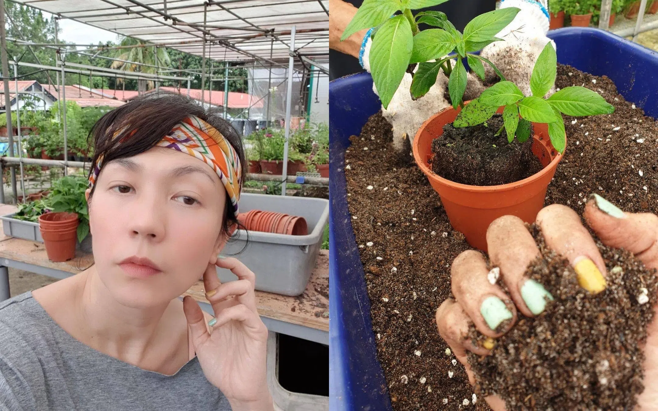 陈洁仪喜欢触摸泥土的感觉。（取自陈洁仪IG）