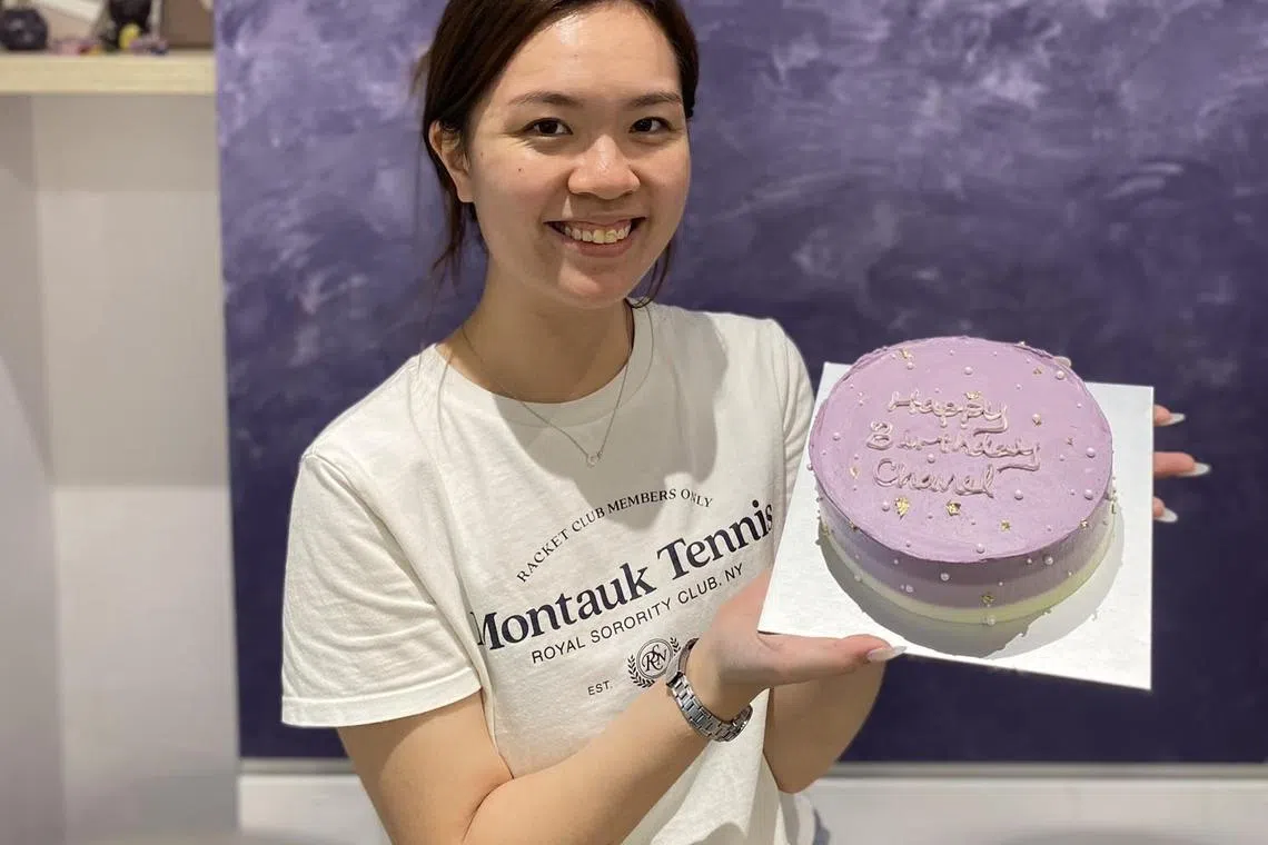 李宣霓创办Cafe Lilac by Whisking Bakes，以芋泥蛋糕与甜点为主题。（受访者提供）