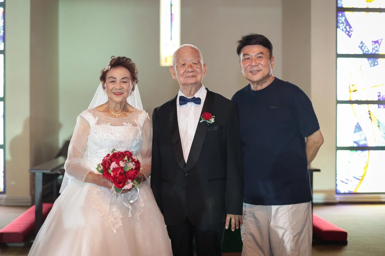 梁志强的父母“亲情客串”电影。（张俊杰摄）