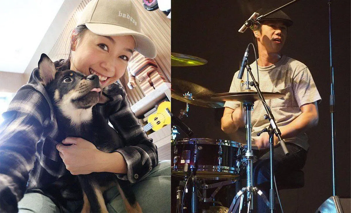 黄心颖（左图）被爆与RubberBand乐队鼓手泥鯭同居。（互联网）