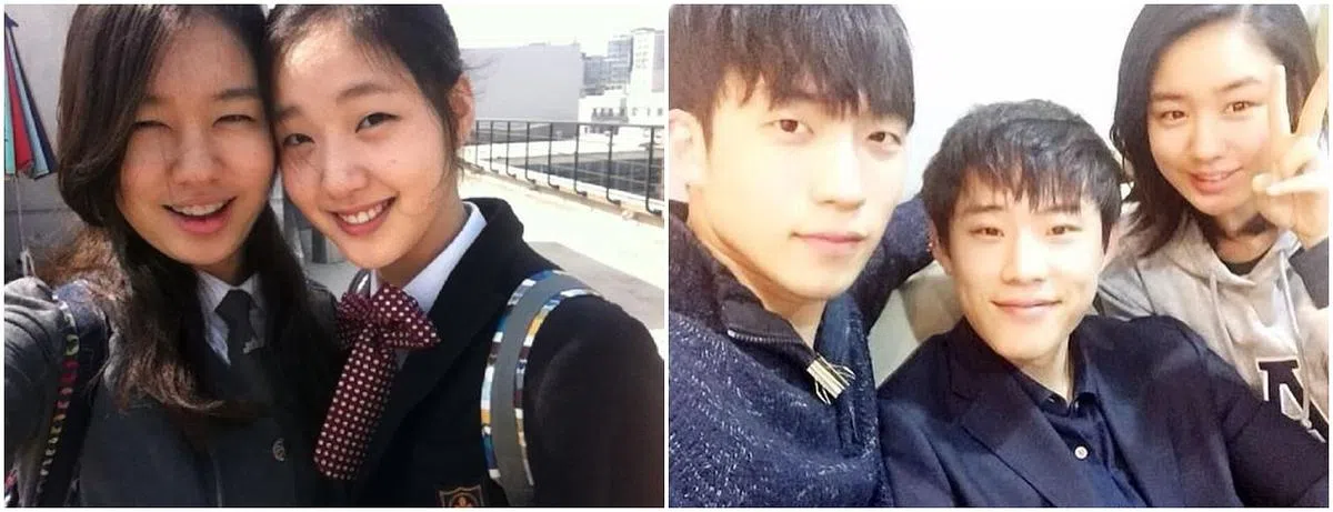 左图为安恩真和金高恩；右图为李相二、金圣喆和安恩真的学生时期照。（图/互联网）