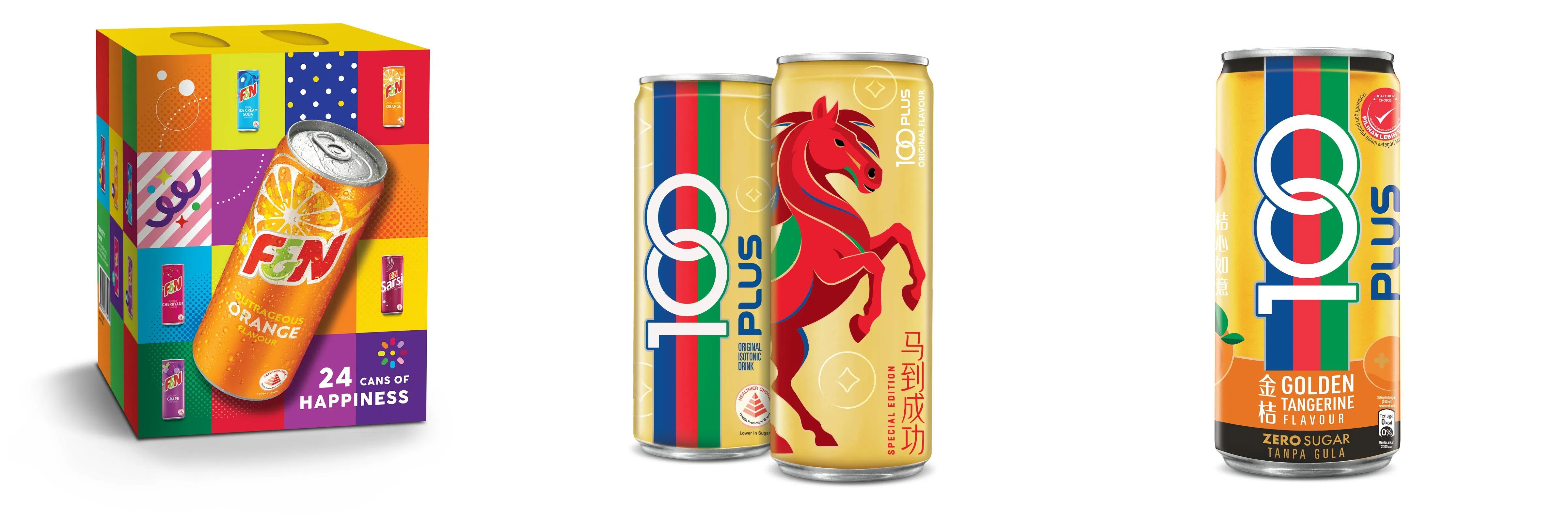 F&N与100PLUS推出新春应节饮品。（品牌提供）