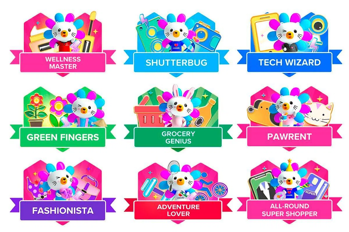 Lazada欢庆10周年制作的“生日时光机”个人徽章。（图／商家提供）