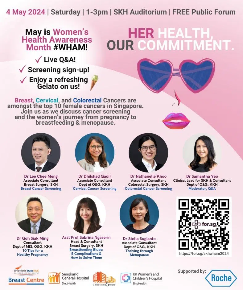 配合5月女性健康意识月，盛港综合医院和竹脚妇幼医院将在5月4日举办女性保健论坛。（盛港综合医院提供）