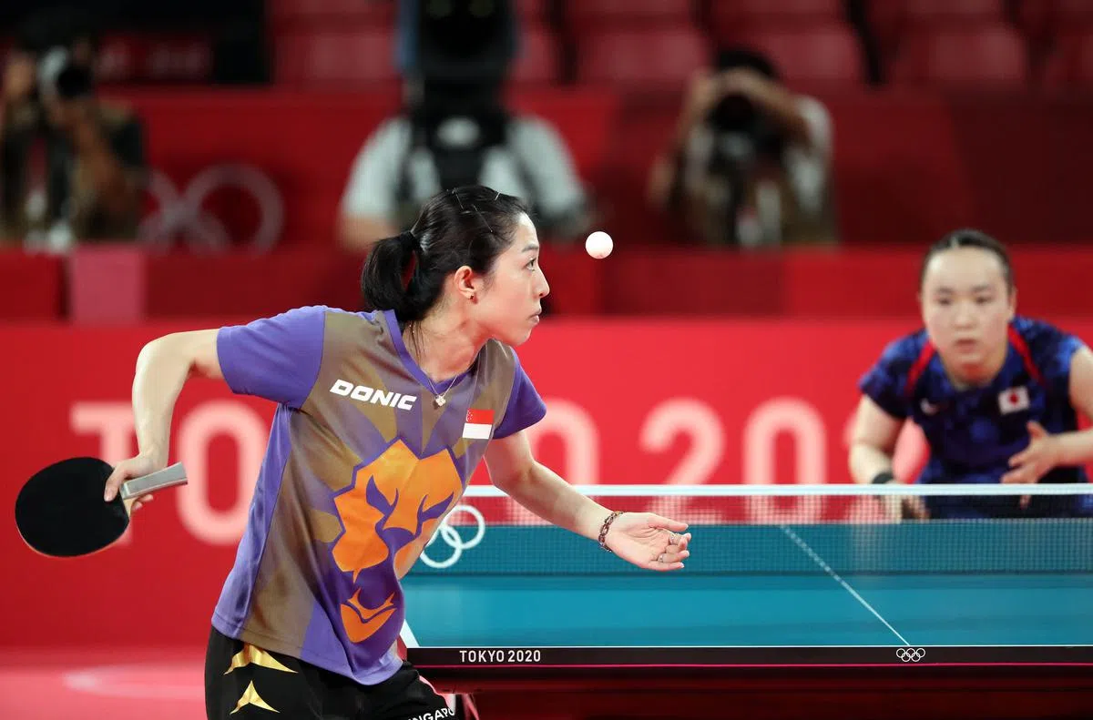 于梦雨在铜牌战中，大比分1比4不敌东道主日本名将伊藤美诚，与奖牌擦肩。（邝启聪东京摄）