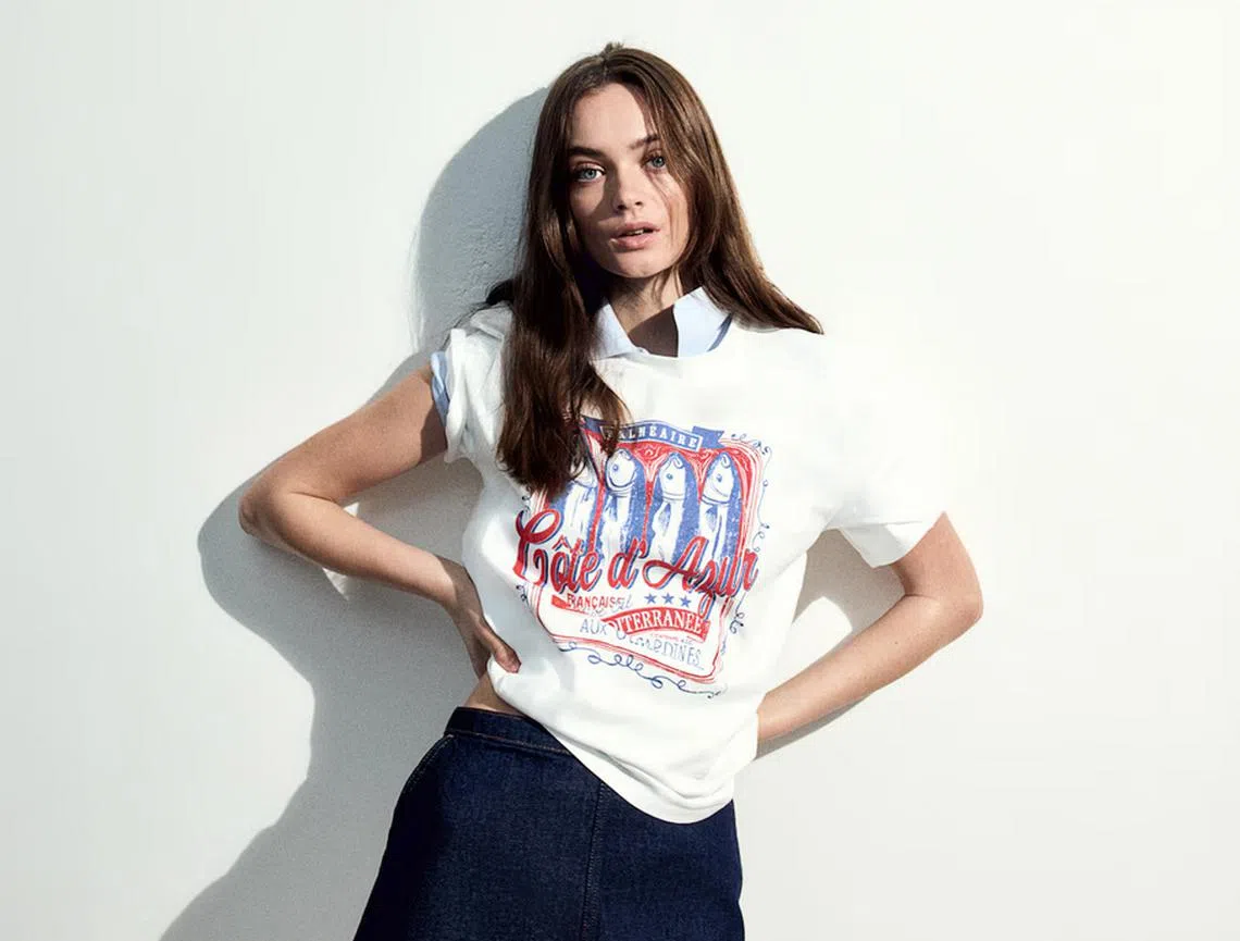 H&M印上沙丁鱼图案的T恤是今夏人气单品。（取自H&M官网）