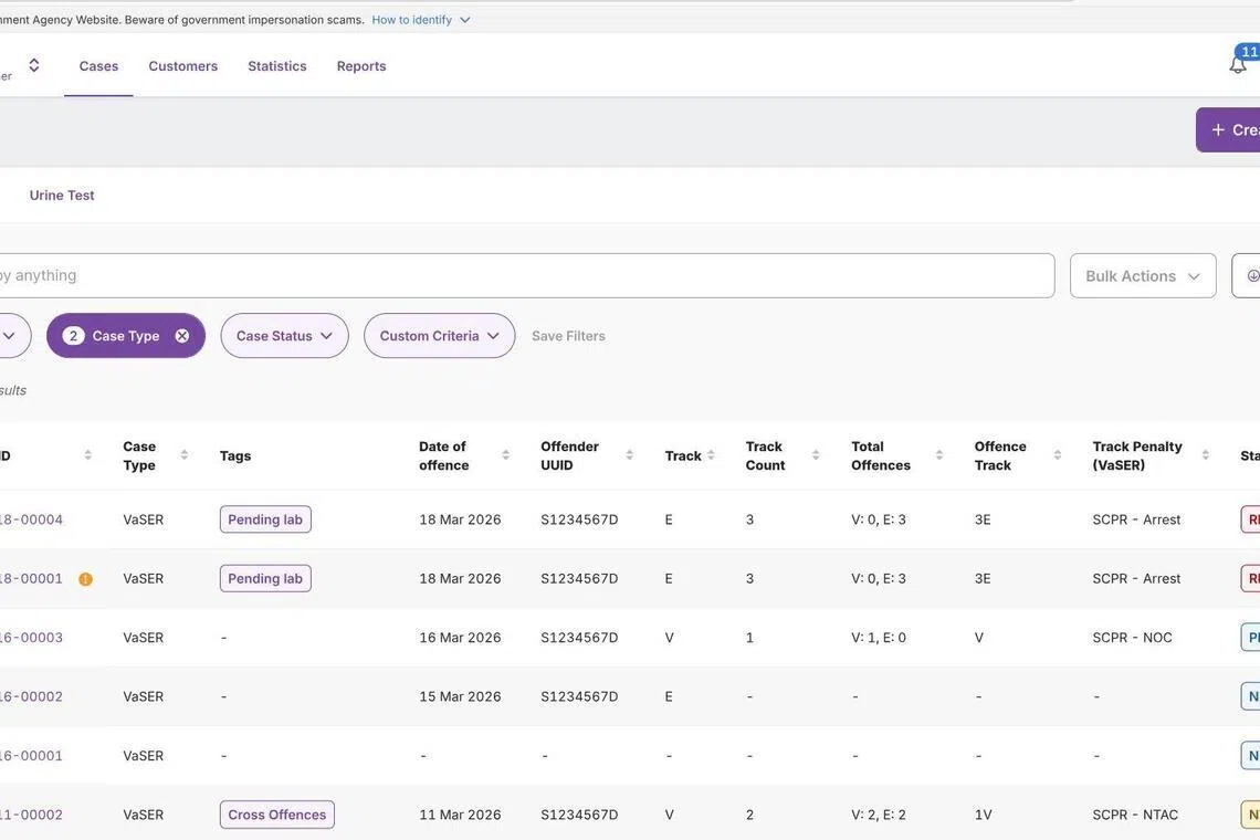 新的电子烟案件管理系统能让不同单位同步掌握信息，并各自跟进。系统也会根据案件情况提示下一步处理方式，例如是否罚款、是否逮捕，或是否安排改造课程，从而减轻前线人员的判断负担。（政府科技局提供）