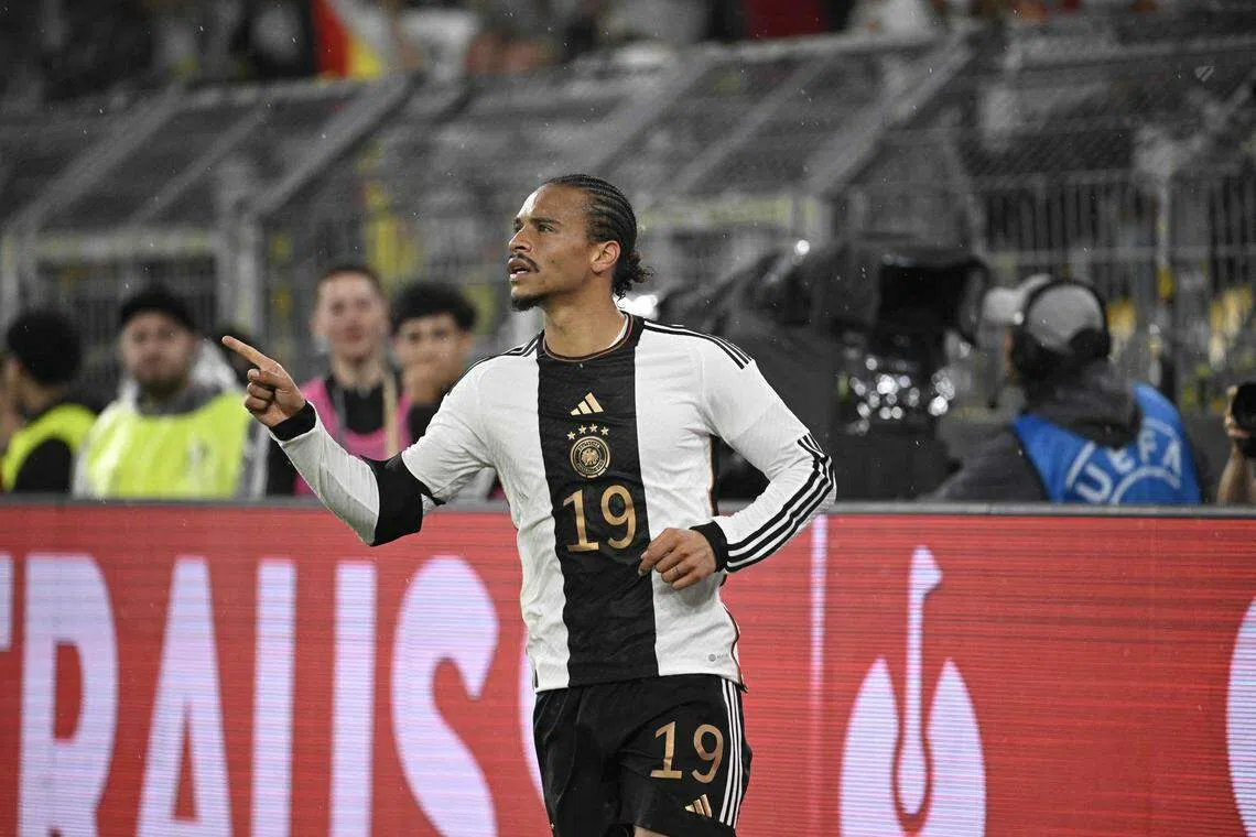 萨内连续两场为德国进球，状态不俗。（法新社）