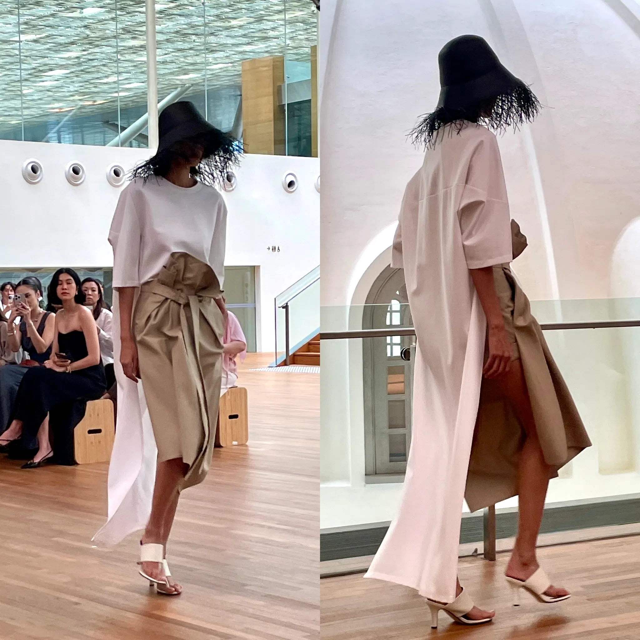 另一件玩“障眼法”的设计，前面看是长裙，从后看是短裤。（林方伟摄）