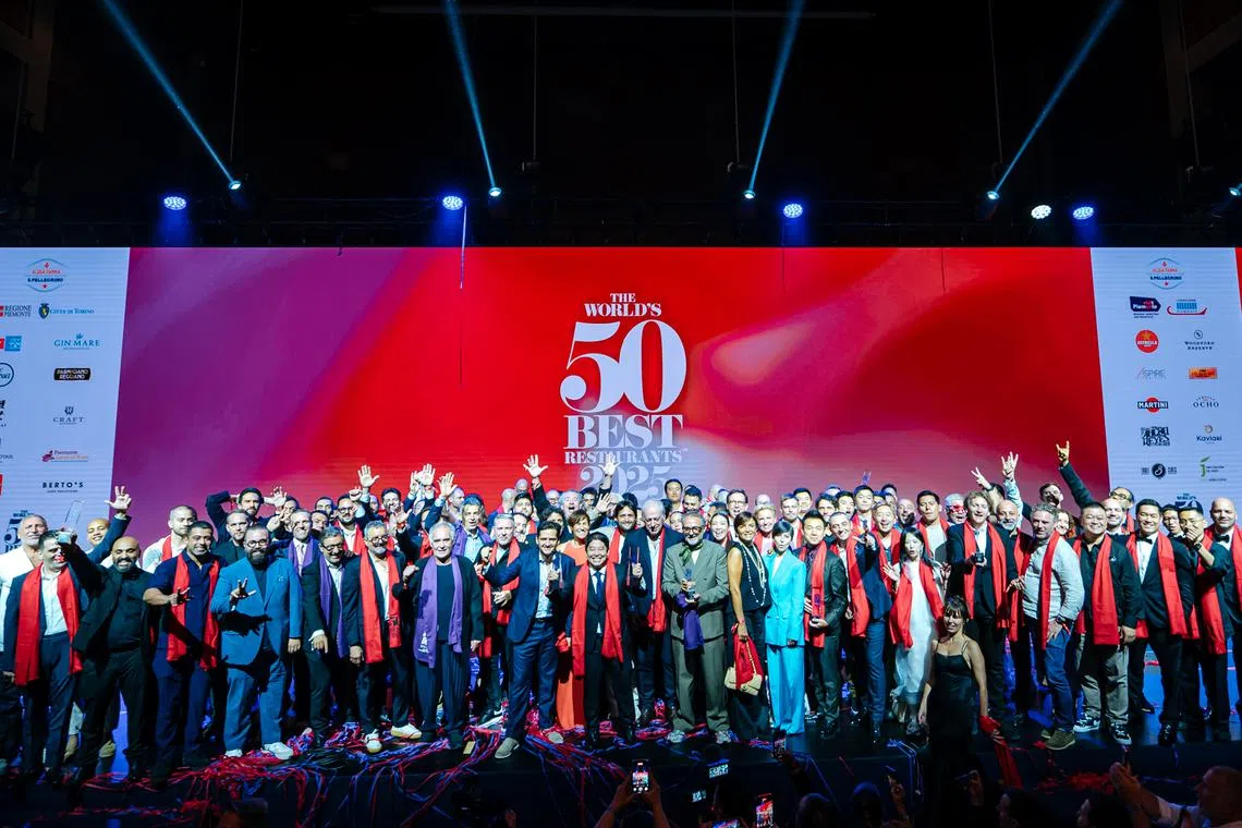 2025年世界50最佳餐馆颁奖礼6月19日（新加坡时间6月20日）于意大利都灵城市举行，成绩涵盖五大洲22个国家地区的餐馆。（举办方提供）