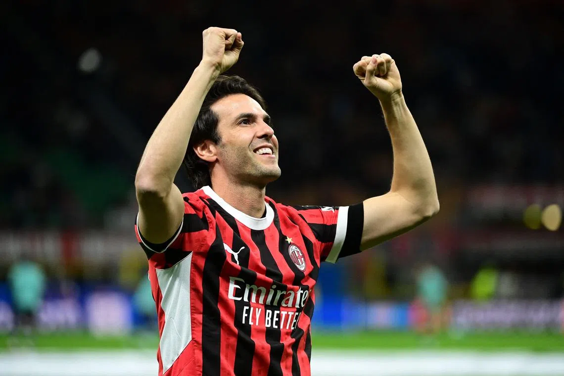 巴西前国脚卡卡将代表矛之队出战。（法新社）