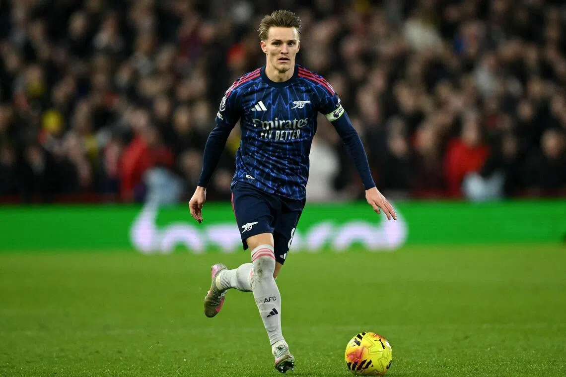 在对垒布伦特福德时受伤的炮兵队长厄德高，本仗有望伤愈归队。（法新社）