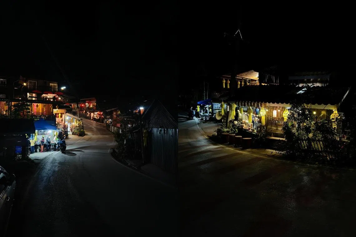 少了白天的喧闹，晚上的湄康蓬多了一份幽静。（陈默汎摄）