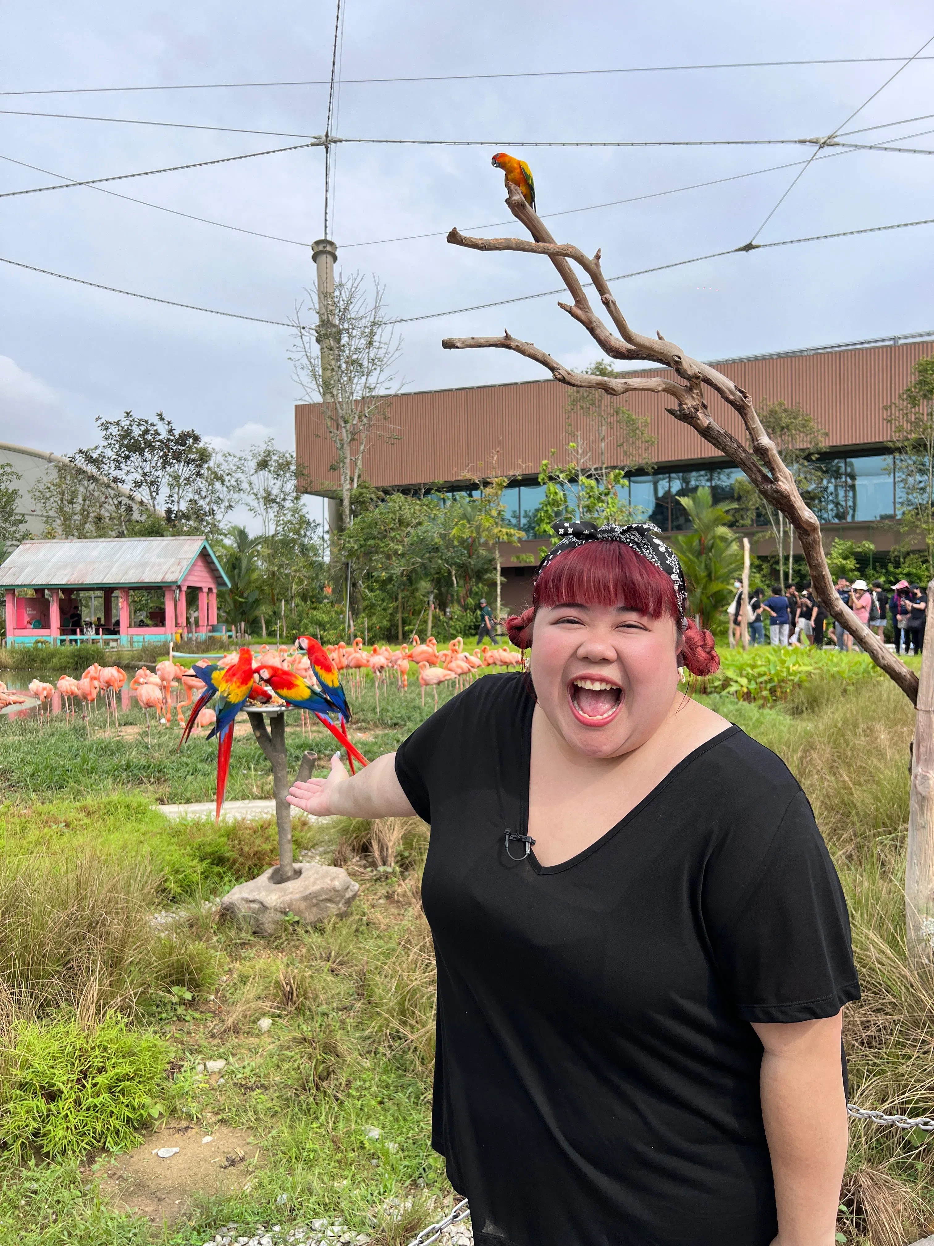 林茜茜虽然非常怕热，但为了工作经常需要到户外拍摄。（受访者提供）