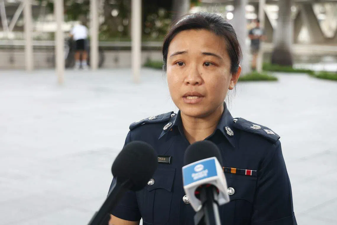 中央警署行动官（保安）陈谊玫副警监说，警方将部署逾600名警员，确保滨海湾一带的跨年活动顺利举行。（郑一鸣摄）