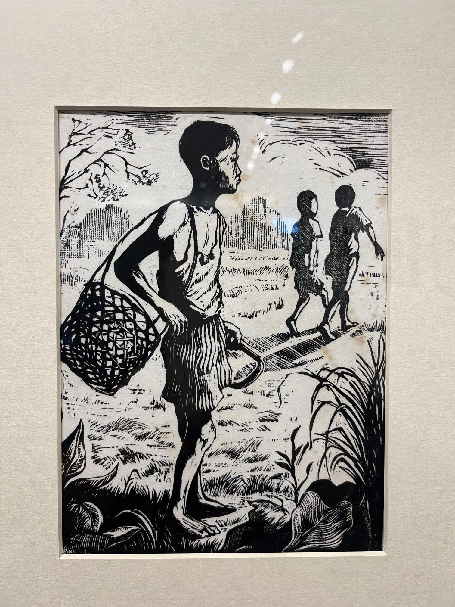 许锡勇木刻版画《失学的穷孩童》（1957）。（画廊提供）