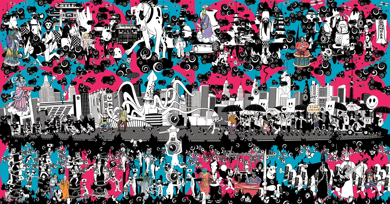 《混乱秩序》老夫子特别版，在作品加入老夫子、大番薯、秦先生等经典人物。（受访者提供）